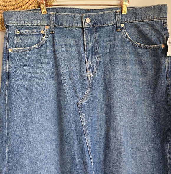 GAP, New, Long Denim Front Slit Medium Indigo Wash Womens Jeans Skirt, Size 20 - Picture 2 of 12
